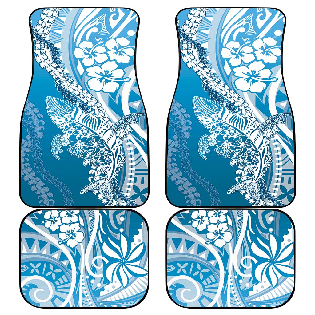 Hawaii Puakenikeni And Maile Lei Car Mats Blue Polynesian Shark Tattoo DT05
