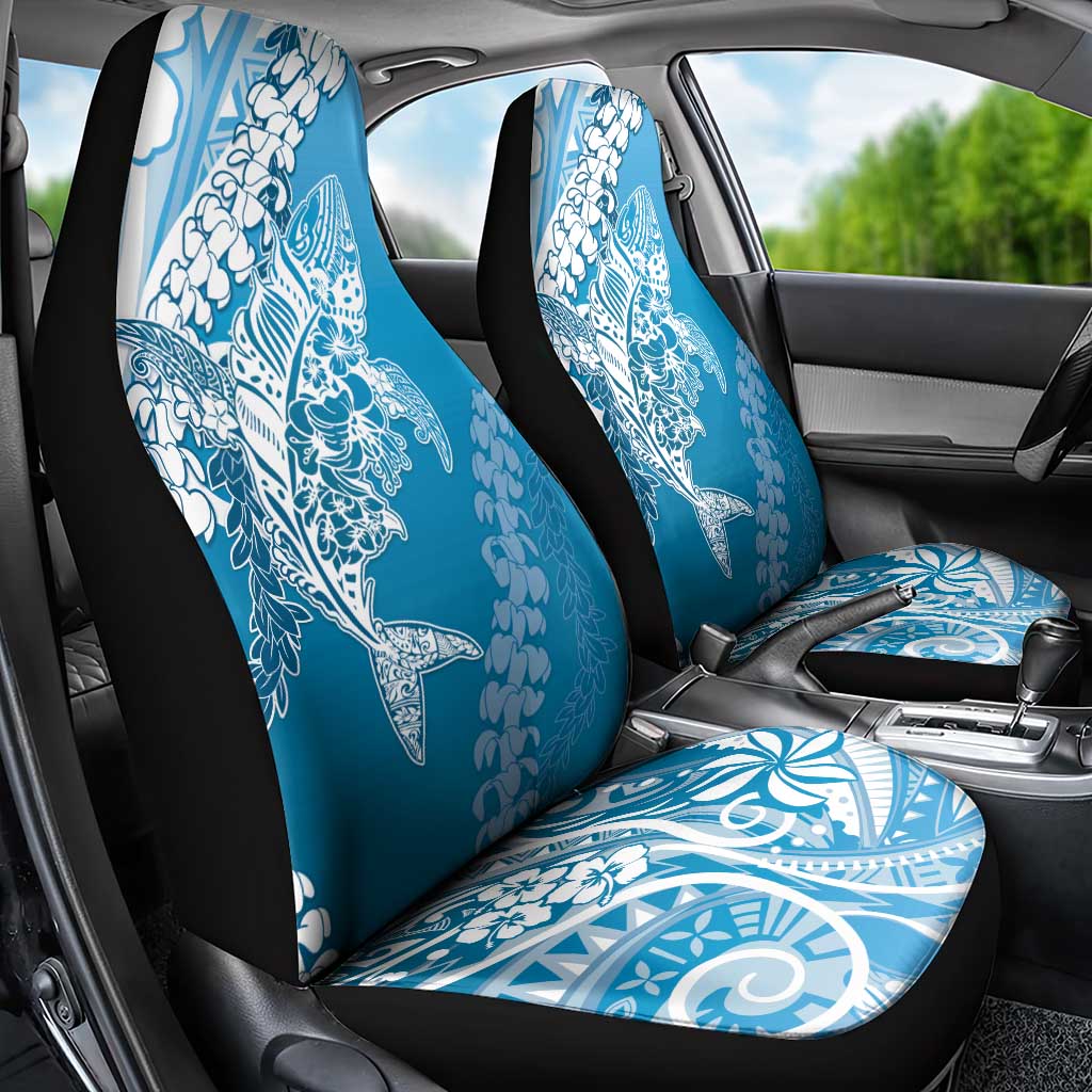 Hawaii Puakenikeni And Maile Lei Car Seat Cover Blue Polynesian Shark Tattoo DT05