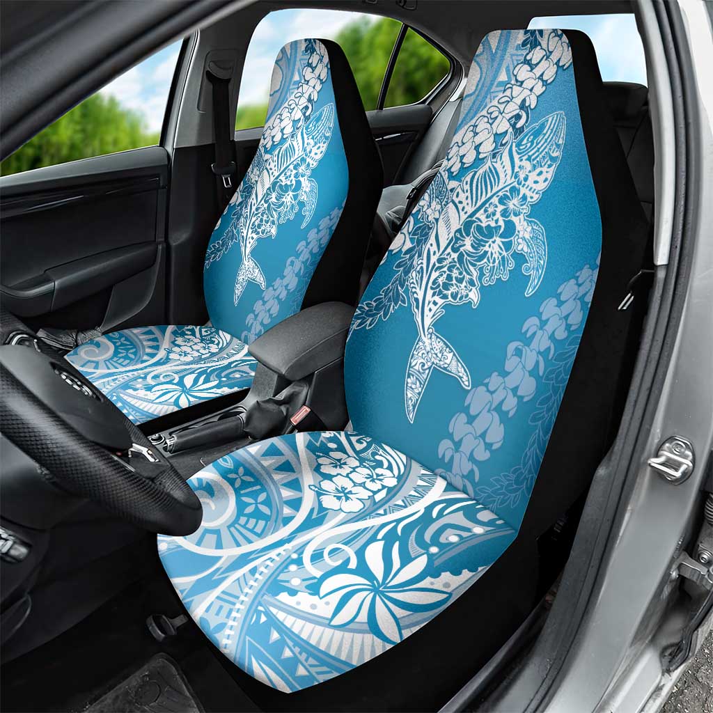 Hawaii Puakenikeni And Maile Lei Car Seat Cover Blue Polynesian Shark Tattoo DT05