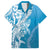 Hawaii Puakenikeni And Maile Lei Family Matching Off Shoulder Short Dress and Hawaiian Shirt Blue Polynesian Shark Tattoo DT05