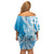 Hawaii Puakenikeni And Maile Lei Family Matching Off Shoulder Short Dress and Hawaiian Shirt Blue Polynesian Shark Tattoo DT05