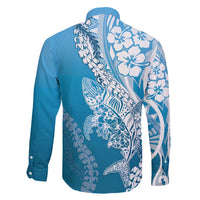 Hawaii Puakenikeni And Maile Lei Family Matching Puletasi and Hawaiian Shirt Blue Polynesian Shark Tattoo DT05 - Polynesian Pride
