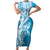 Hawaii Puakenikeni And Maile Lei Family Matching Short Sleeve Bodycon Dress and Hawaiian Shirt Blue Polynesian Shark Tattoo DT05