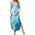 Hawaii Puakenikeni And Maile Lei Family Matching Summer Maxi Dress and Hawaiian Shirt Blue Polynesian Shark Tattoo DT05