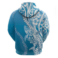 Hawaii Puakenikeni And Maile Lei Hoodie Blue Polynesian Shark Tattoo DT05