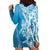 Hawaii Puakenikeni And Maile Lei Hoodie Dress Blue Polynesian Shark Tattoo DT05