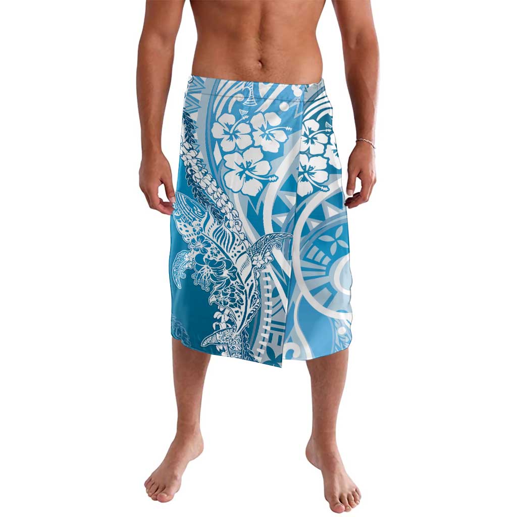 Hawaii Puakenikeni And Maile Lei Lavalava Blue Polynesian Shark Tattoo DT05