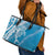 Hawaii Puakenikeni And Maile Lei Leather Tote Bag Blue Polynesian Shark Tattoo DT05
