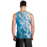 Hawaii Puakenikeni And Maile Lei Men Tank Top Blue Polynesian Shark Tattoo DT05