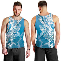 Hawaii Puakenikeni And Maile Lei Men Tank Top Blue Polynesian Shark Tattoo DT05