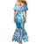 Hawaii Puakenikeni And Maile Lei Mermaid Dress Blue Polynesian Shark Tattoo DT05