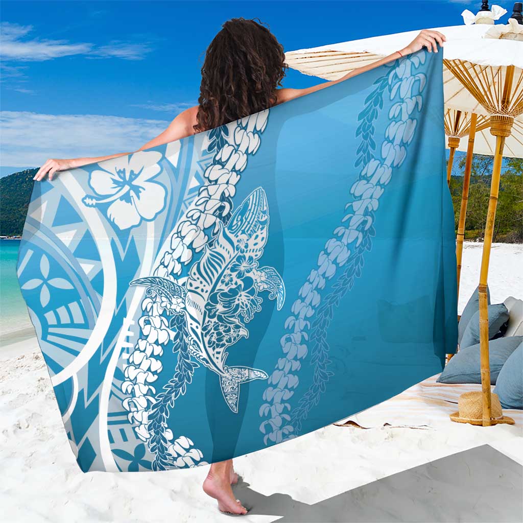 Hawaii Puakenikeni And Maile Lei Sarong Blue Polynesian Shark Tattoo DT05 One Size 44 x 66 inches Blue - Polynesian Pride