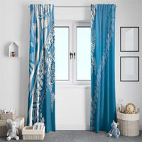 Hawaii Puakenikeni And Maile Lei Window Curtain Blue Polynesian Shark Tattoo DT05