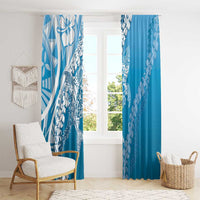 Hawaii Puakenikeni And Maile Lei Window Curtain Blue Polynesian Shark Tattoo DT05
