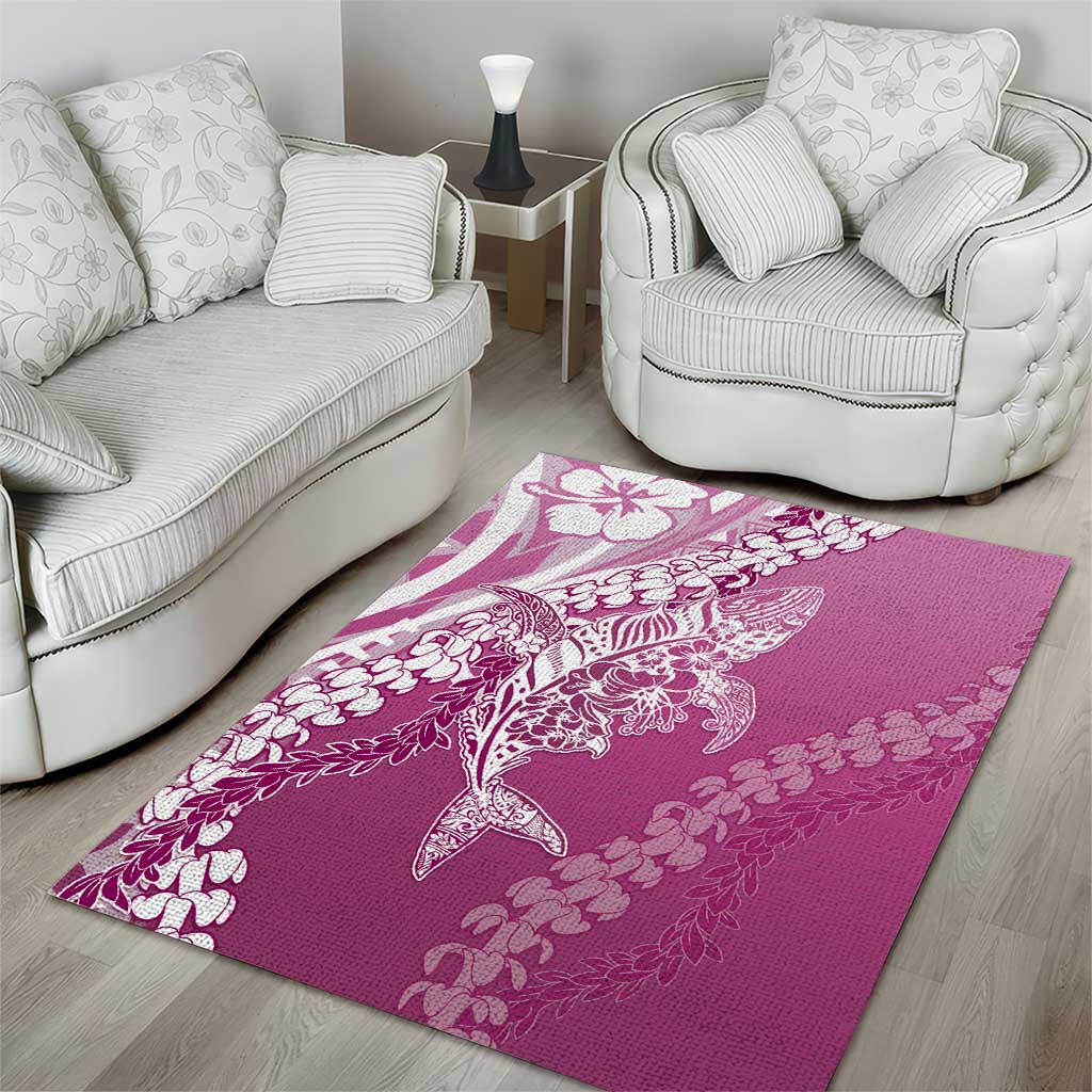 Hawaii Puakenikeni And Maile Lei Area Rug Pink Polynesian Shark Tattoo DT05