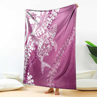 Hawaii Puakenikeni And Maile Lei Blanket Pink Polynesian Shark Tattoo DT05