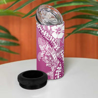 Hawaii Puakenikeni And Maile Lei 4 in 1 Can Cooler Tumbler Pink Polynesian Shark Tattoo DT05