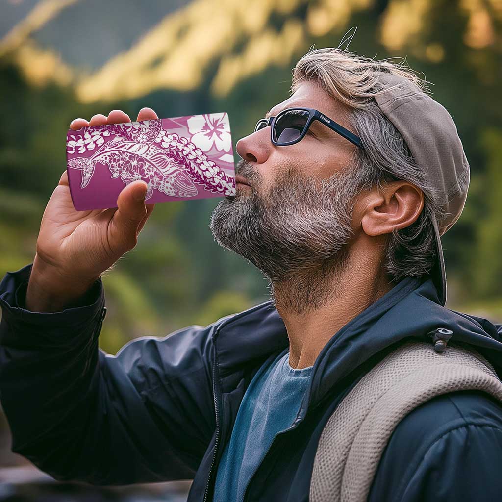 Hawaii Puakenikeni And Maile Lei 4 in 1 Can Cooler Tumbler Pink Polynesian Shark Tattoo DT05