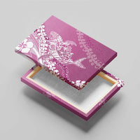 Hawaii Puakenikeni And Maile Lei Canvas Wall Art Pink Polynesian Shark Tattoo DT05