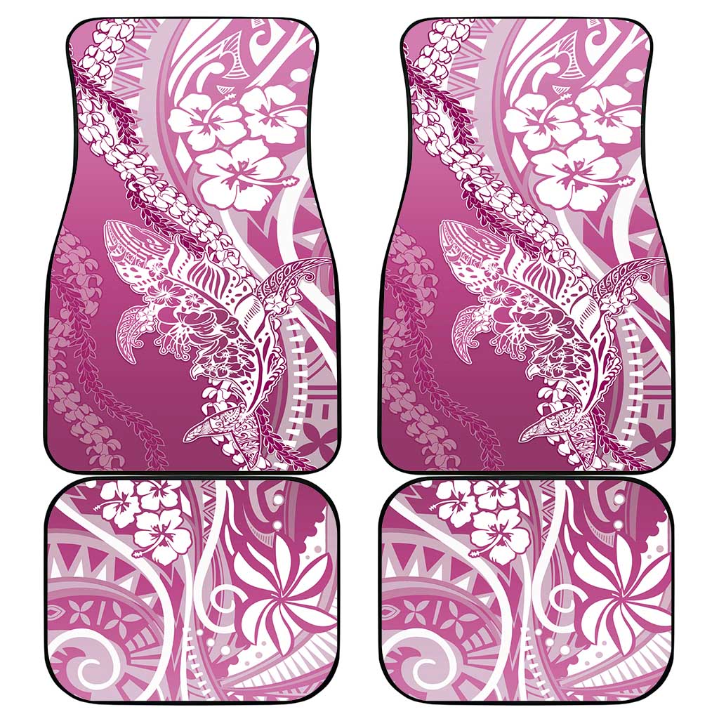 Hawaii Puakenikeni And Maile Lei Car Mats Pink Polynesian Shark Tattoo DT05