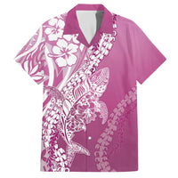 Hawaii Puakenikeni And Maile Lei Family Matching Off The Shoulder Long Sleeve Dress and Hawaiian Shirt Pink Polynesian Shark Tattoo DT05