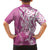 Hawaii Puakenikeni And Maile Lei Family Matching Off Shoulder Short Dress and Hawaiian Shirt Pink Polynesian Shark Tattoo DT05