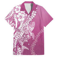 Hawaii Puakenikeni And Maile Lei Family Matching Summer Maxi Dress and Hawaiian Shirt Pink Polynesian Shark Tattoo DT05 Dad's Shirt - Short Sleeve Pink - Polynesian Pride