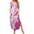 Hawaii Puakenikeni And Maile Lei Family Matching Summer Maxi Dress and Hawaiian Shirt Pink Polynesian Shark Tattoo DT05