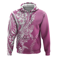 Hawaii Puakenikeni And Maile Lei Hoodie Pink Polynesian Shark Tattoo DT05