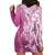 Hawaii Puakenikeni And Maile Lei Hoodie Dress Pink Polynesian Shark Tattoo DT05