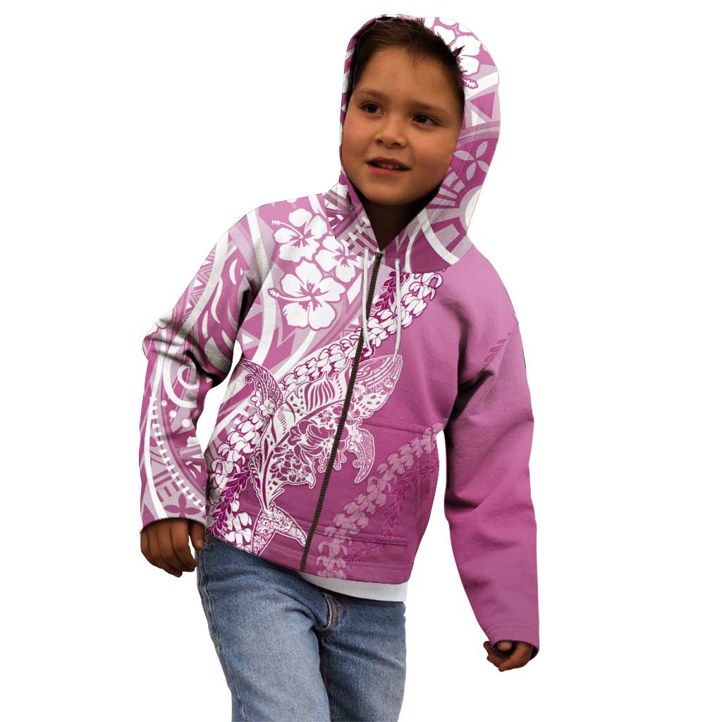Hawaii Puakenikeni And Maile Lei Kid Hoodie Pink Polynesian Shark Tattoo DT05