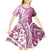 Hawaii Puakenikeni And Maile Lei Kid Short Sleeve Dress Pink Polynesian Shark Tattoo DT05