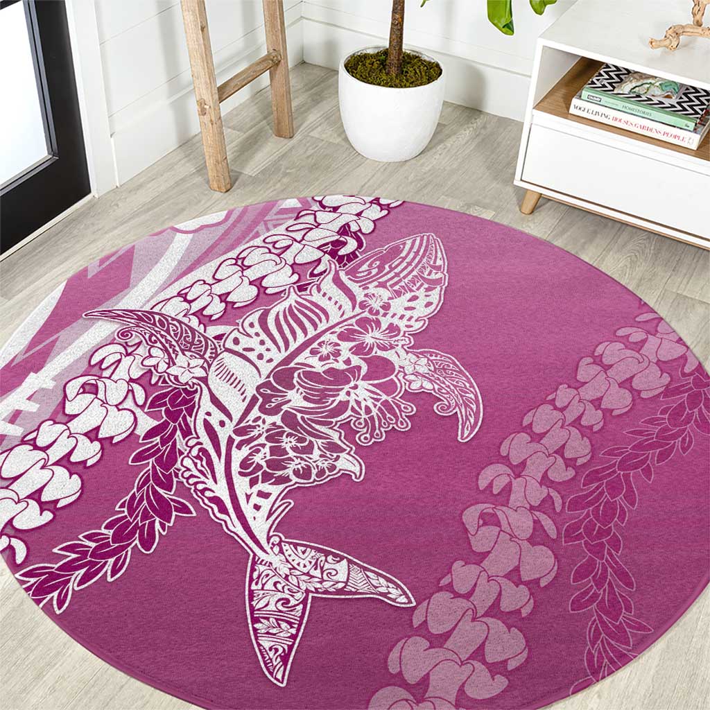 Hawaii Puakenikeni And Maile Lei Round Carpet Pink Polynesian Shark Tattoo DT05 Pink - Polynesian Pride