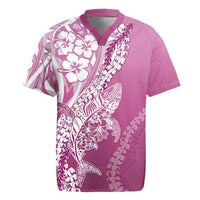Hawaii Puakenikeni And Maile Lei Rugby Jersey Pink Polynesian Shark Tattoo DT05