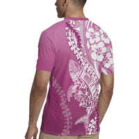 Hawaii Puakenikeni And Maile Lei Rugby Jersey Pink Polynesian Shark Tattoo DT05