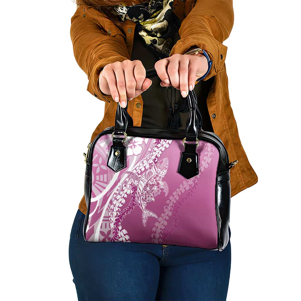 Hawaii Puakenikeni And Maile Lei Shoulder Handbag Pink Polynesian Shark Tattoo DT05 One Size Pink - Polynesian Pride