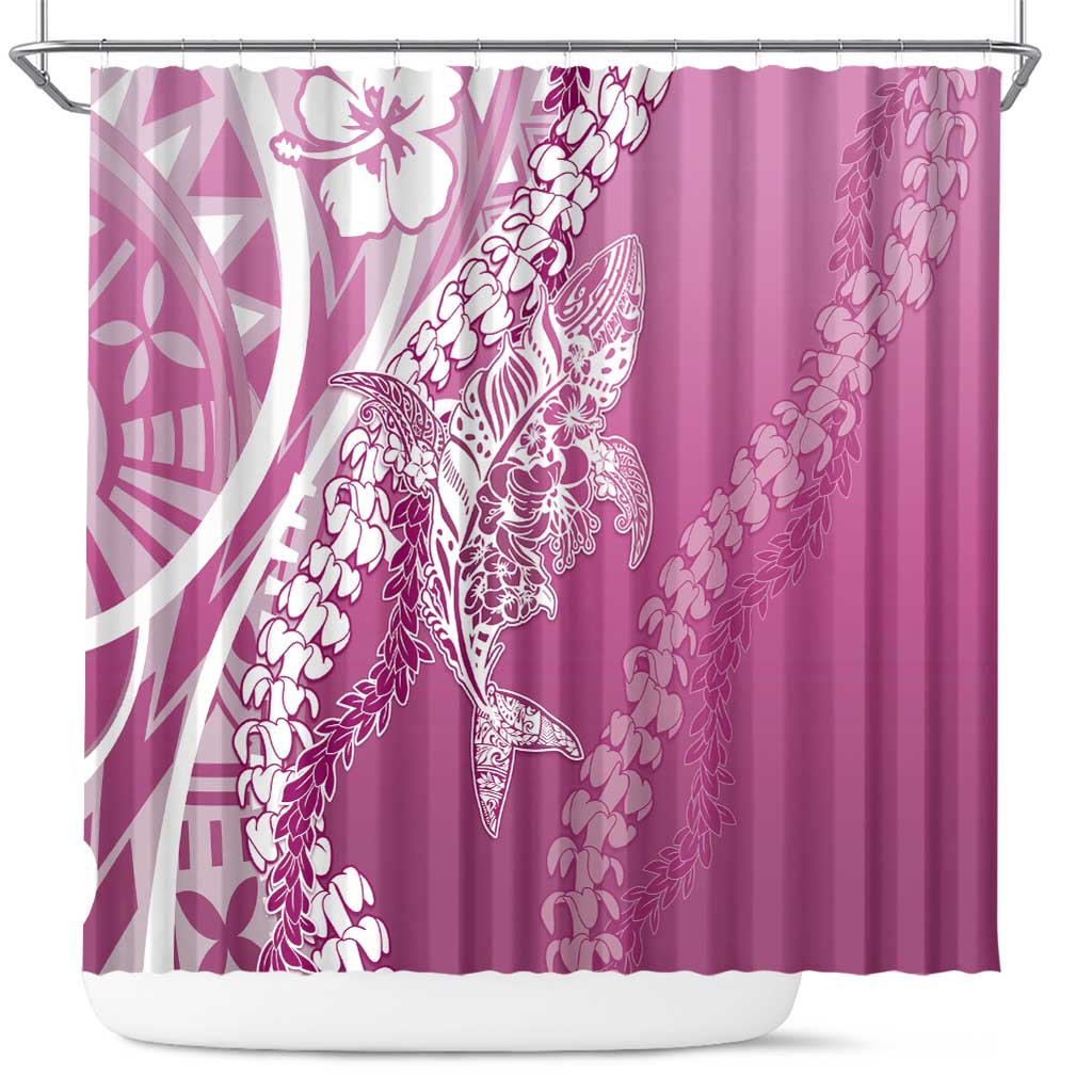 Hawaii Puakenikeni And Maile Lei Shower Curtain Pink Polynesian Shark Tattoo DT05 Pink - Polynesian Pride