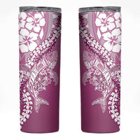 Hawaii Puakenikeni And Maile Lei Skinny Tumbler Pink Polynesian Shark Tattoo DT05