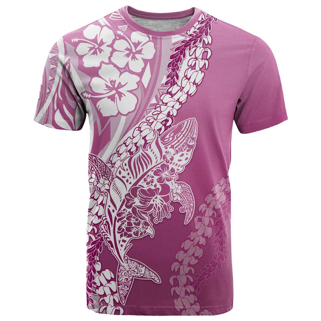 Hawaii Puakenikeni And Maile Lei T Shirt Pink Polynesian Shark Tattoo DT05