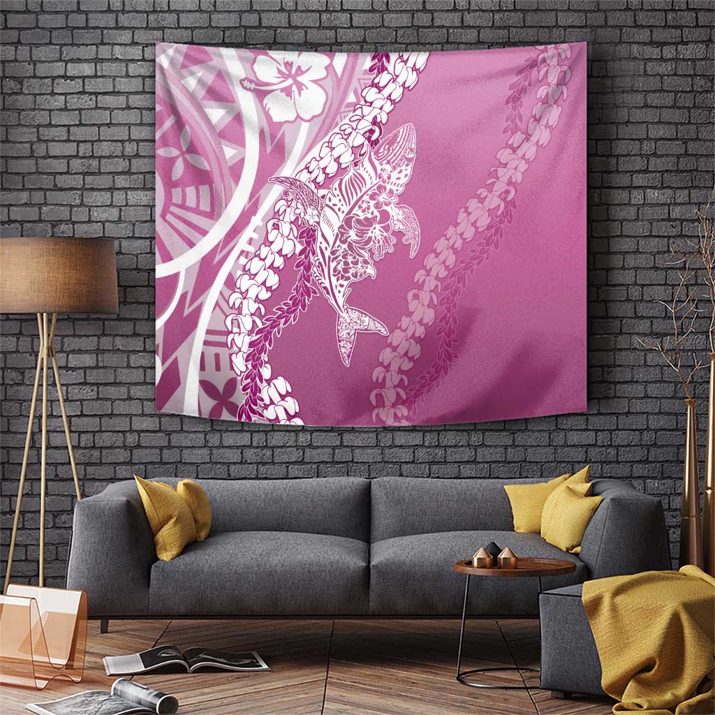 Hawaii Puakenikeni And Maile Lei Tapestry Pink Polynesian Shark Tattoo DT05 Pink - Polynesian Pride
