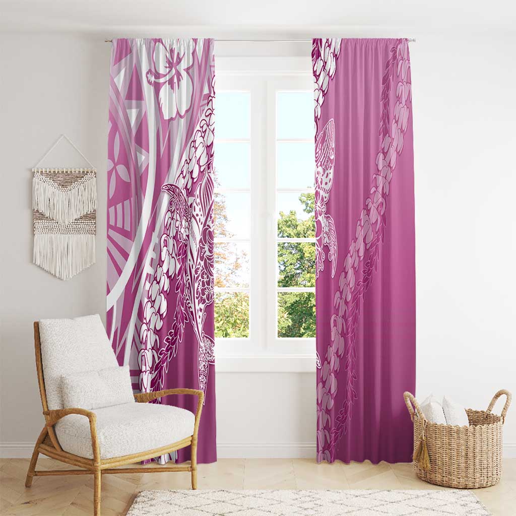 Hawaii Puakenikeni And Maile Lei Window Curtain Pink Polynesian Shark Tattoo DT05