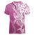 Hawaii Puakenikeni And Maile Lei Women V-Neck T-Shirt Pink Polynesian Shark Tattoo DT05