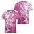 Hawaii Puakenikeni And Maile Lei Women V-Neck T-Shirt Pink Polynesian Shark Tattoo DT05
