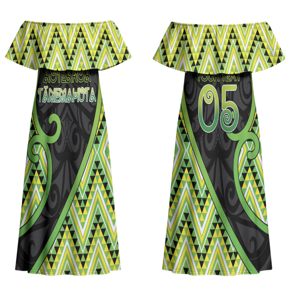 Custom Aotearoa Atua Tanemahuta Couples Matching Off Shoulder Maxi Dress and Long Sleeve Button Shirt God Of Forests Koru Patterns Koru Patterns