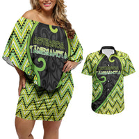 Custom Aotearoa Atua Tanemahuta Couples Matching Off Shoulder Short Dress and Hawaiian Shirt God Of Forests Koru Patterns Koru Patterns