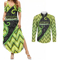 Custom Aotearoa Atua Tanemahuta Couples Matching Summer Maxi Dress and Long Sleeve Button Shirt God Of Forests Koru Patterns Koru Patterns