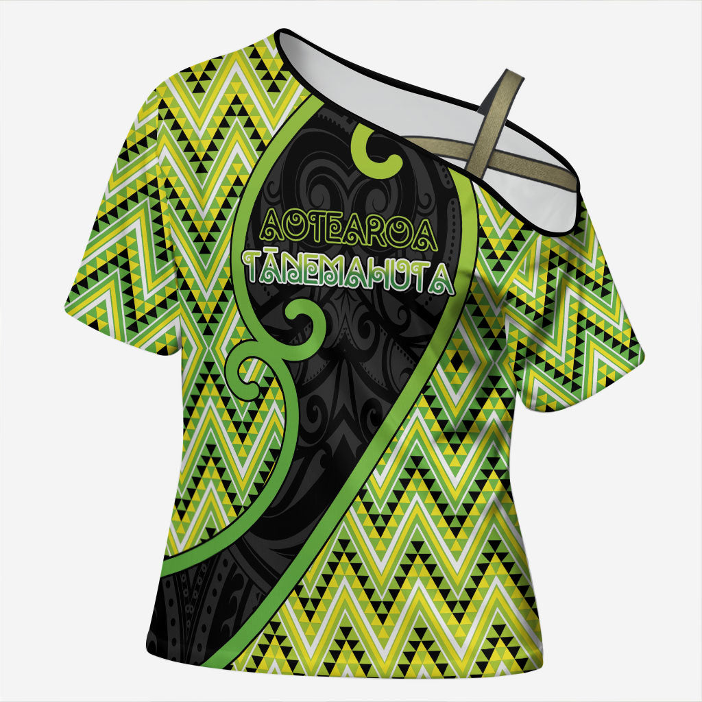 Custom Aotearoa Atua Tanemahuta Cross Shoulder Shirt God Of Forests Koru Patterns Koru Patterns