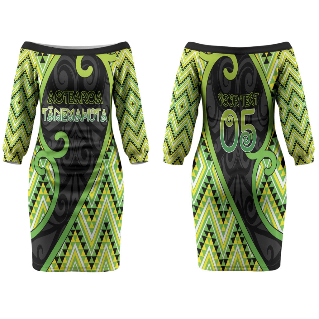 Custom Aotearoa Atua Tanemahuta Family Matching Off The Shoulder Long Sleeve Dress and Hawaiian Shirt God Of Forests Koru Patterns Koru Patterns