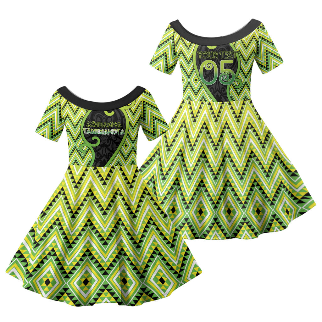 Custom Aotearoa Atua Tanemahuta Family Matching Off The Shoulder Long Sleeve Dress and Hawaiian Shirt God Of Forests Koru Patterns Koru Patterns