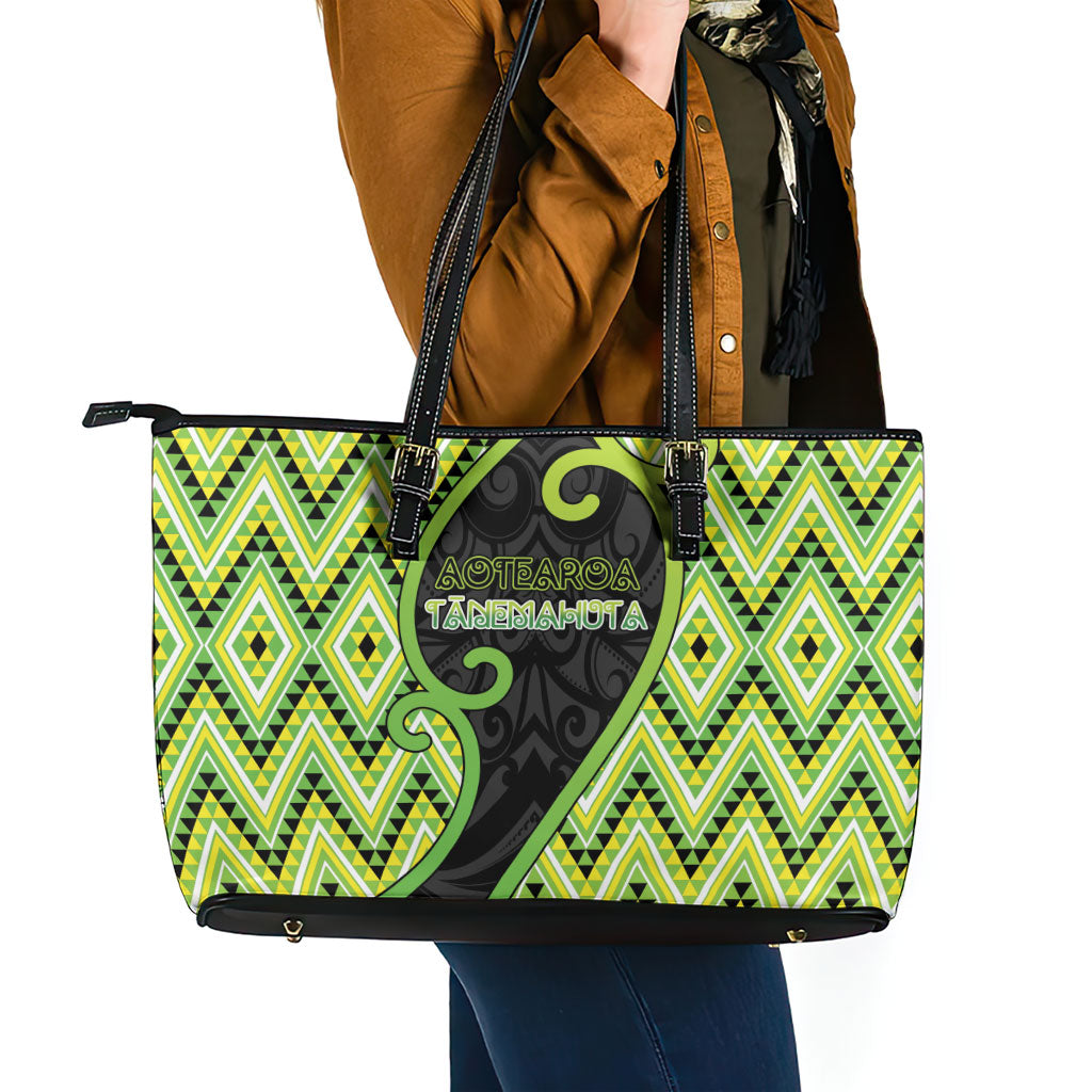 Aotearoa Atua Tanemahuta Leather Tote Bag God Of Forests Koru Patterns Koru Patterns